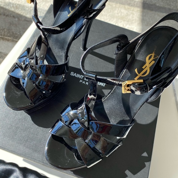 YSL TRIBUTE PLATFORM SANDALS IN PATENT LEATHER US 6 - Picture 6 of 15